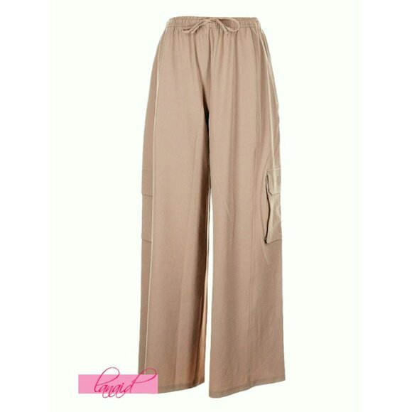 NEW Alo Dreamscape Cargo Wide Leg Pants Taupe Tan Oversized Utility Trousers S - Picture 7 of 13